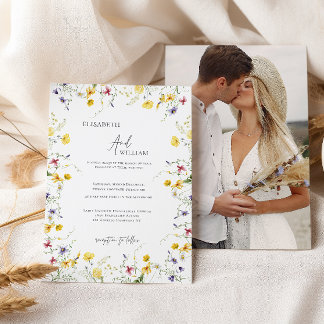 Boho Elegant Fleur sauvage Photo Faire-part de mar