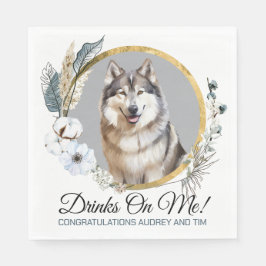 Boho Elegant Floral Ring Dog Foto Serviette
