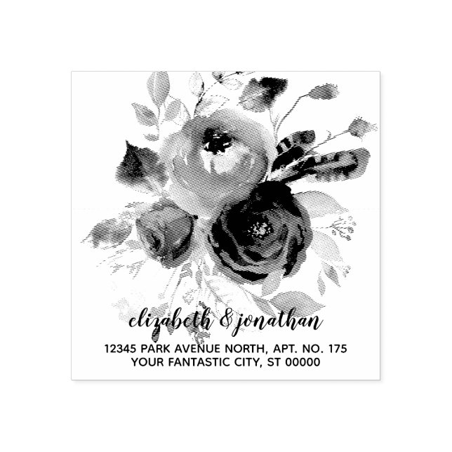 Boho Elegant Floral Wedding Rücksendeadresse Gummistempel (Prägung)