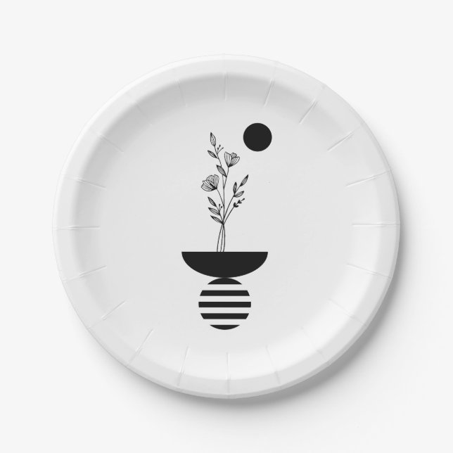 Boho Elegant Flower Pappteller (Vorderseite)