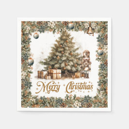 Boho Elegant Grün Weihnachtsbaum Nutcracker Serviette