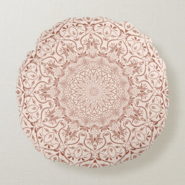Boho Elegant Mandala Neutral Earth Tones Rundes Kissen