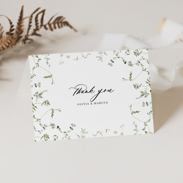 Boho Elegant Mariage Botanique Plier Carte de reme (Botanical Thank You Card)