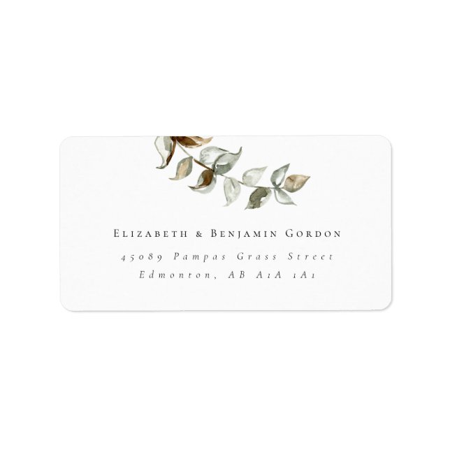 Boho Elegant Modernes Bohemisches Foliage Pampas G Adressaufkleber (Vorne)
