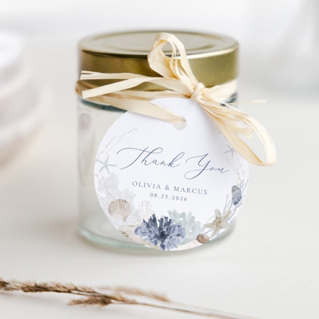 Boho Elegant Ocean Beach Blue Wedding Vielen Dank Geschenkanhänger (Von Creator hochgeladen)