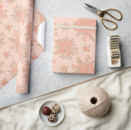 Boho Elegant Peach Orange Floral Geschenkpapier