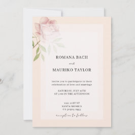 Boho Elegant Rosa Wasserfarben Einladung