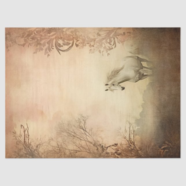 Boho Elegant White Horse Seidenpapier (Vorderseite)