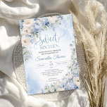 Boho Elegant Winter Dusty Blue und Elfenbein Blume Einladung<br><div class="desc">Boho Elegant Winter Dusty Blue und Ivory Blume 16 . Geburtstag Einladung Dieses atemberaubende trendige bohblaublaue Blumendesign besticht durch die handbemalte Aquarellmalerei in der Winterduasblauen Hydrangea mit hellblauen Blumen und cremefarbenen Rose, weißen Blume und kombiniert moderne angesagte Kalligraphie Schriftart. Т seine unwiderstehliche farbenfrohe Sinfonie ist elegant Set auf staubblauem Aquarellhintergrund....</div>