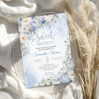 Boho Elegant Winter Dusty Blue und Elfenbein Blume