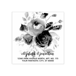 Boho elegante Blumenhochzeits-Rücksendeadresse Gummistempel