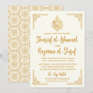 Boho Elegante Cream und Gold islamische Muslime Einladung