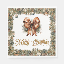 Boho Elegante Grün und goldenes Weihnachtsband Serviette