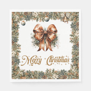 Boho Elegante Grün und goldenes Weihnachtsband Serviette