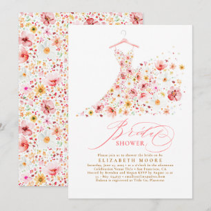 Boho Elegante Wildblume Blush Floral Brautparty Einladung