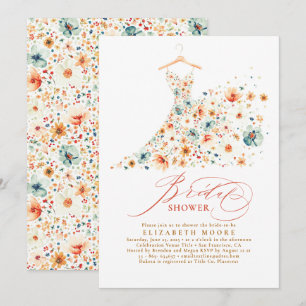 Boho Elegante Wildblumen Floral Fall Brautparty Einladung