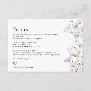 Boho-elegante Wildflower-Hochzeits-Detailkarte Begleitkarte