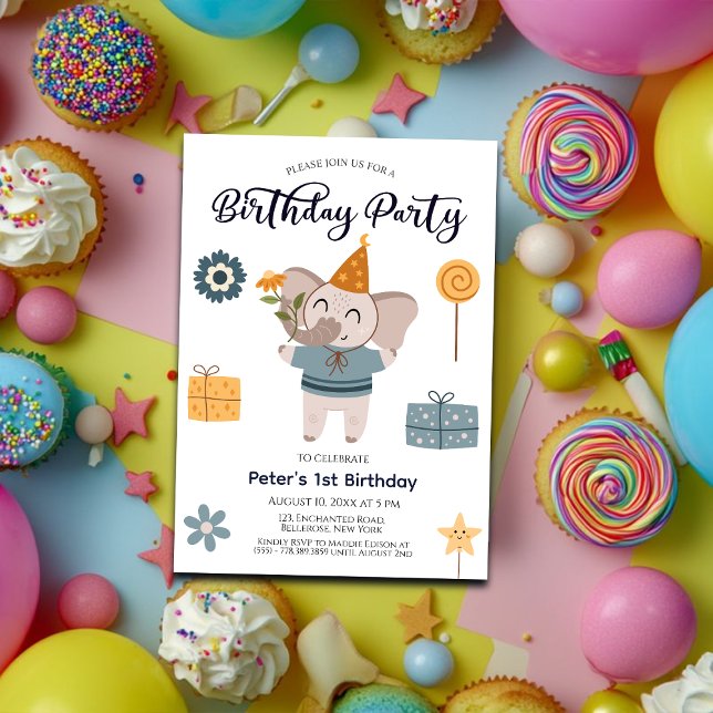 Boho Elephant 1. Geburtstag Party Einladung (Von Creator hochgeladen)