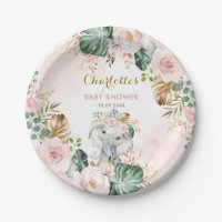 Boho Elephant Blush Pink Floral Jungle Baby Girl