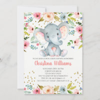 Boho Elephant Pink Girl Babydusche Wasserfarbe