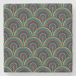 Boho Embroidery Arch Pattern Marble Untersetzer