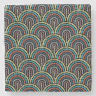 Boho Embroidery Arch Pattern Marble Untersetzer