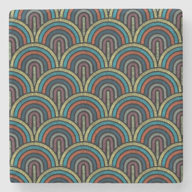 Boho Embroidery Arch Pattern Marble Untersetzer (Vorderseite)