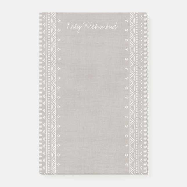 Boho Embroidery Tribal Pattern Post-its - Gray Post-it Klebezettel (Vorderseite)