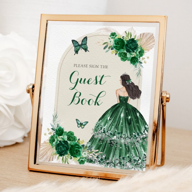 Boho Emerald Green Quinceañera Livre d'or (Créateur téléchargé)