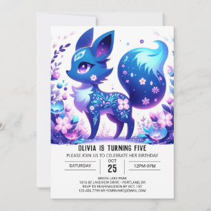Boho Enchanted Fox Digital Geburtstag Einladung