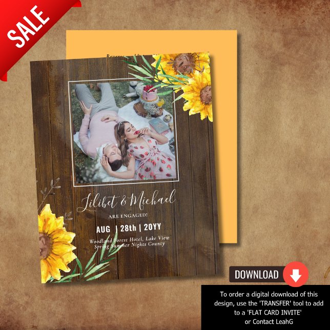 BOHO Engagement Party Einladungen FOTO Sonnenblume (Von Creator hochgeladen)