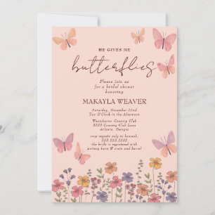 boho er gibt mir Schmetterlinge Blume Brautparty Einladung