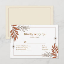 Boho-Erde-Ton-Blatt-Hochzeits-RSVP-Karte