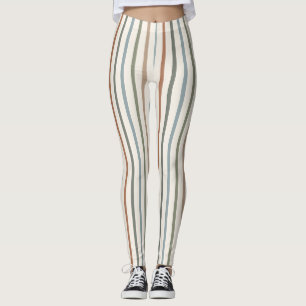 Boho-Erde-Ton senkrechte Streifen minimalistisches Leggings