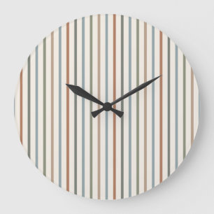 Boho-Erde-Ton Vertikale Streifen Minimalistisches  Große Wanduhr