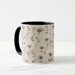 Boho-Erdfarbton-Daisy-Tan-Blumenmuster Tasse