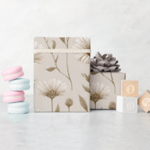 Boho-Erdfarbton-Gänseblümchen-Tan-Blumenmuster