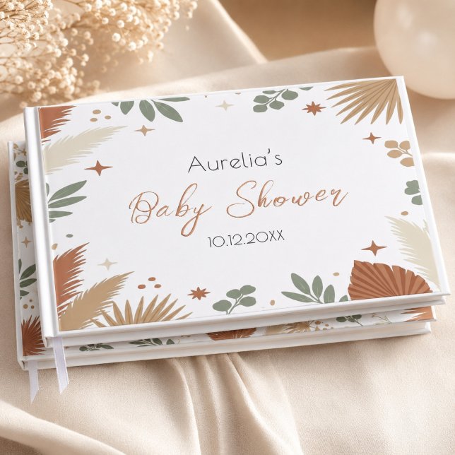 Boho Erdig Botanisch Echtes Blattgold Gästebuch (Boho Earthy Botanical Real Foil Guest Book)