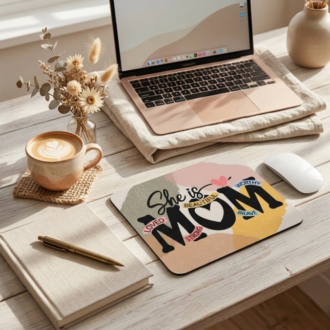 Boho Erdig Spielend Abstrakt Mama Zitate Mousepad (Von Creator hochgeladen)