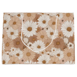 Boho Erdtöne Daisy Tan Blumenmuster Große Geschenktüte
