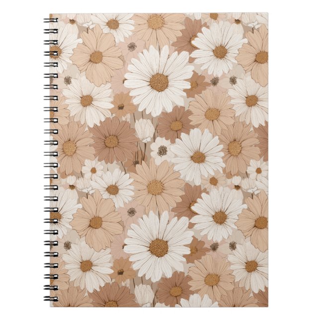 Boho Erdtöne Daisy Tan Blumenmuster Notizblock (Vorderseite)