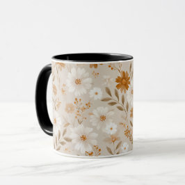 Boho Erdtöne Daisy Tan Blumenmuster Tasse