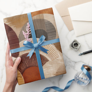 Boho Erdtöne Terrakotta Geometrisches Muster Geschenkpapier