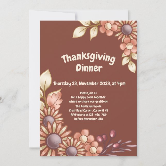 Boho Erntedank Dinner Einladung (Vorderseite)