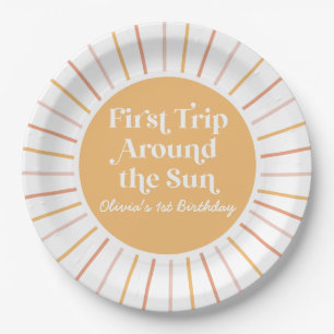 Boho Erste Reise rund um die Sonne 1. Geburtstag Pappteller