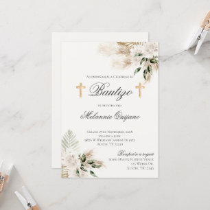 Boho espagnol Baptême Floral invitation