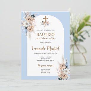 Boho espagnol Baptême Floral Invitation