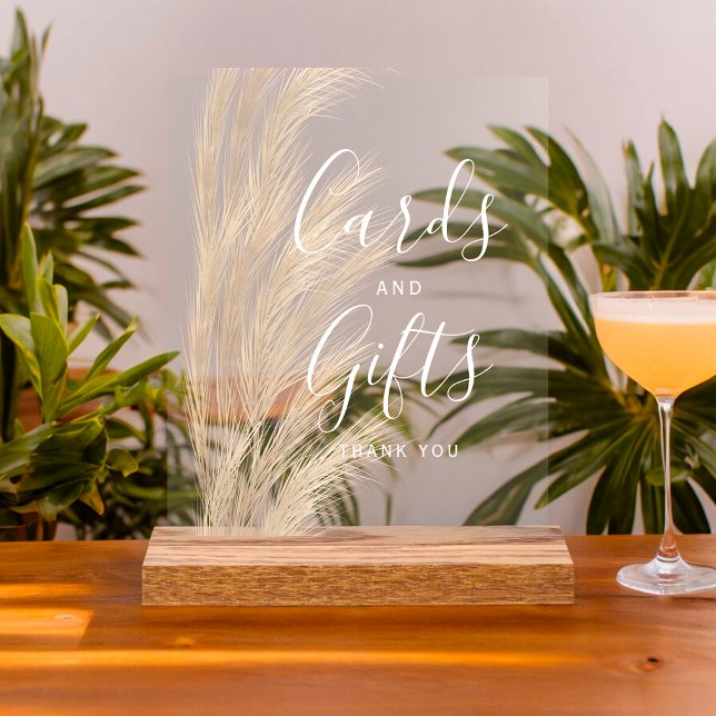 Boho été pampas herbe mariage Carte cadeaux (Boho summer pampas grass wedding Card gifts Acrylic Sign)