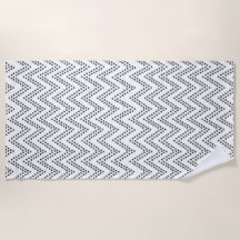 Boho Ethnic Beach Handtuch - Schwarz & Weiß