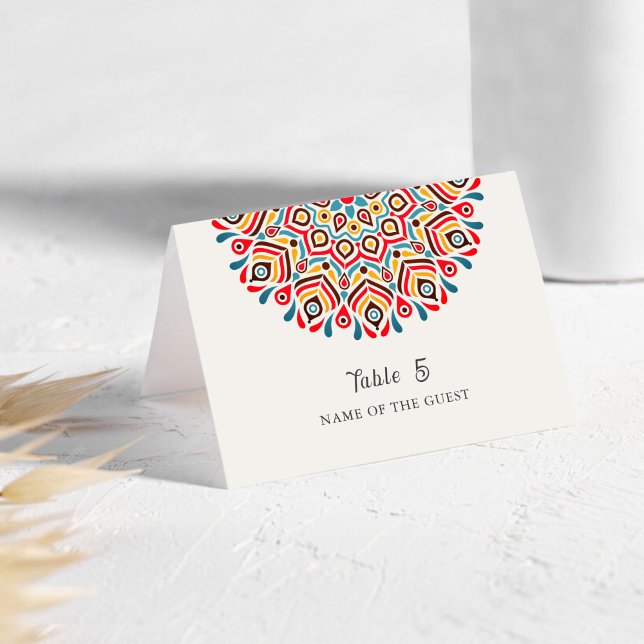 Boho Ethnic Floral Mandala Wedding Place Card Tischnummer (Von Creator hochgeladen)